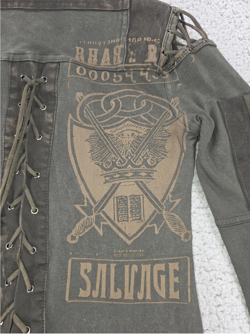 Salvage Olive Green Utility Lace-Up Long Jacket - Picture 3 of 7